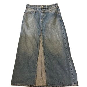 We The Free Blue Denim Maxi Skirt